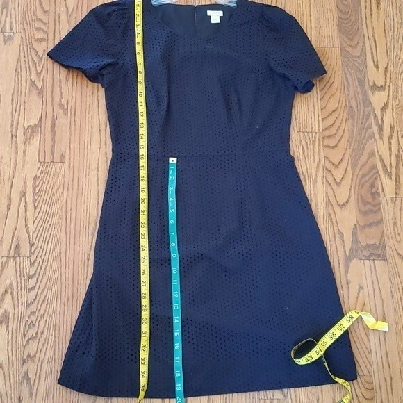 J. CREW 100% COTTON EYELET "FLUTTER SLEEVE" BLACK SHORT SLEEVE DRESS SZ 6 - Picture 10 of 10